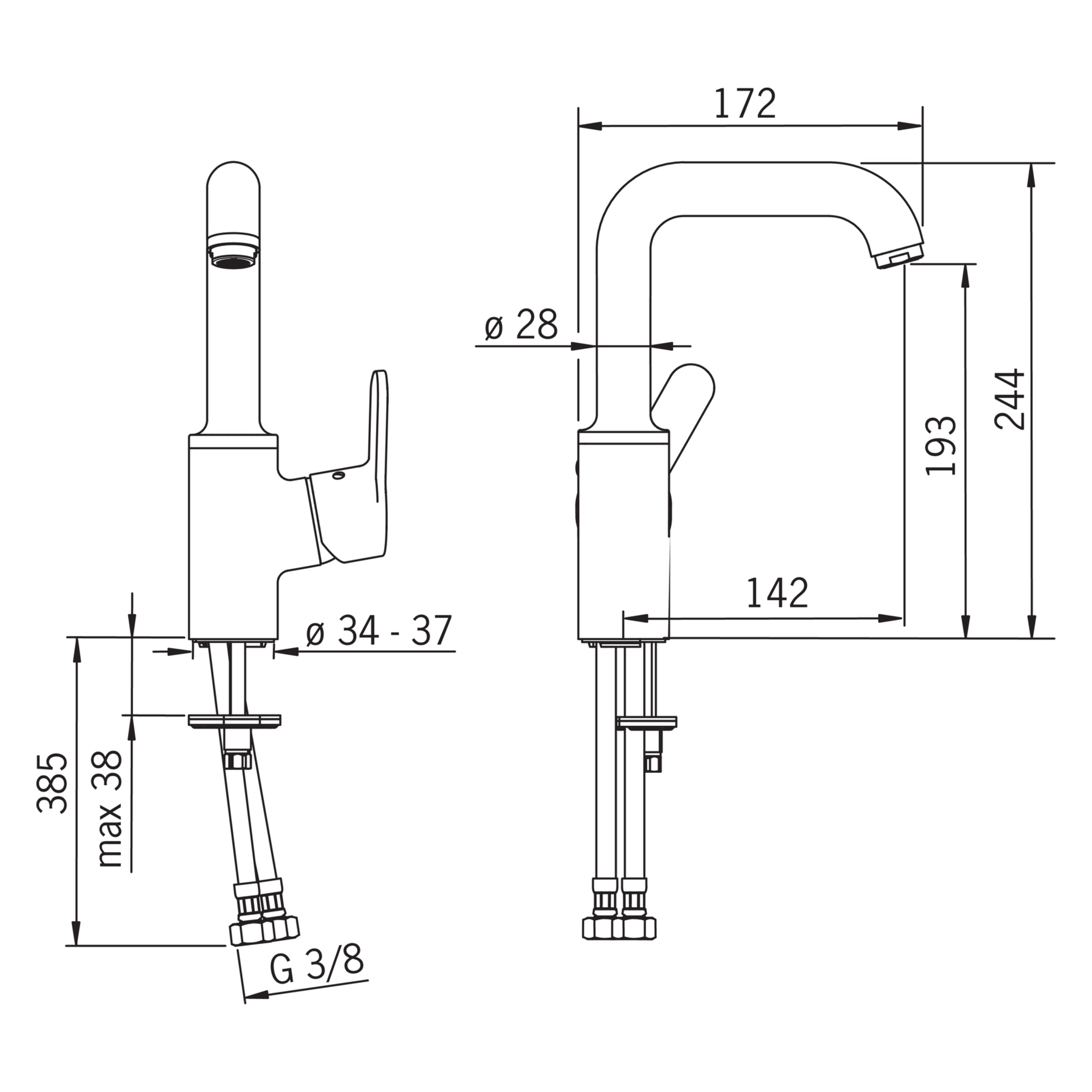 HA Einhebelmischer Waschtischbatterie HANSAPRIMO 4955 Ausladung 142 mm DN15 Chrom