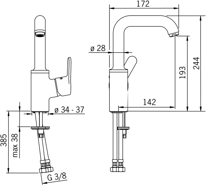 HansaPRIMO Waschtischarmatur HansaPRIMO 4955 Ausladung 142 mm DN15 Chrom