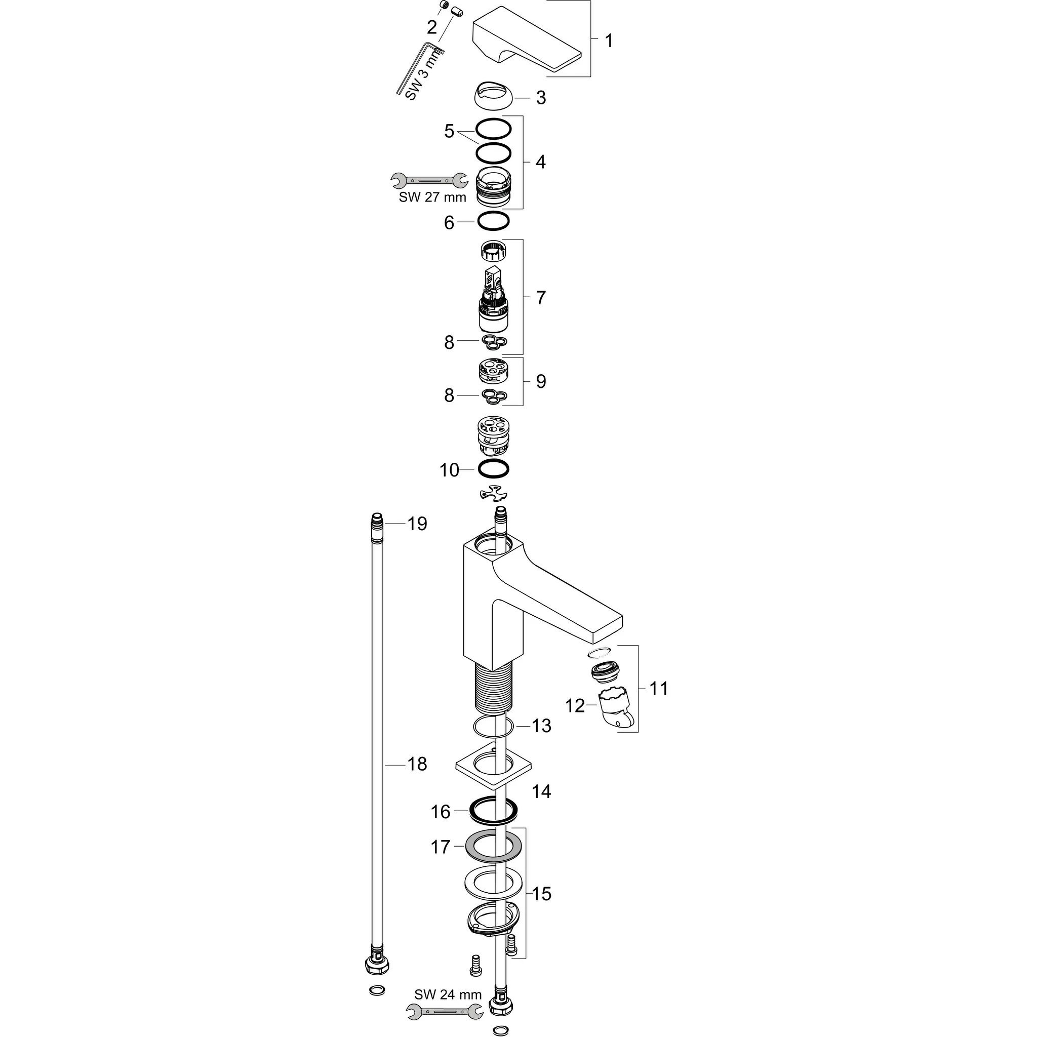 Hansgrohe Metropol Standventil 100 Chrom mit Hebelgriff Hansgrohe Metropol Standventil 100 Chrom mit Hebelgriff