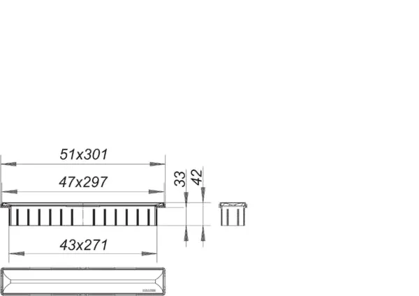 Duschrinne Zentrix messing matt, 300 x 50 mm