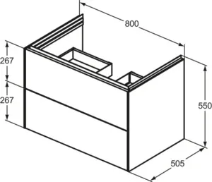 Ideal Standard Waschtischunterschrank „Conca“ 80 × 55,5 × 50,5 cm Eiche hell Furnier Ideal Standard Waschtischunterschrank „Conca“ 80 × 55,5 × 50,5 cm Eiche hell Furnier