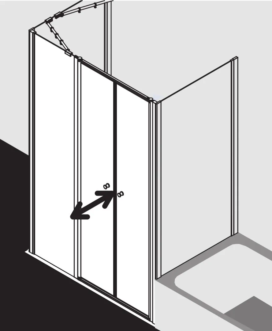 Kermi Duschdesign IBIZA 2000 Pendeltür mit Festfeld, H 1750 mm, SW 1100 mm Kermi Duschdesign IBIZA 2000 Pendeltür mit Festfeld, H 1750 mm, SW 1100 mm