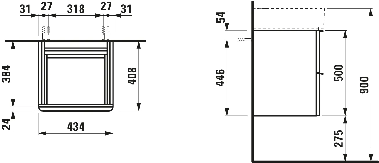 Laufen Waschtischunterbau „SPACE“ 410 × 520 × 435 mm Weiß matt Laufen Waschtischunterbau „SPACE“ 410 × 520 × 435 mm Weiß matt