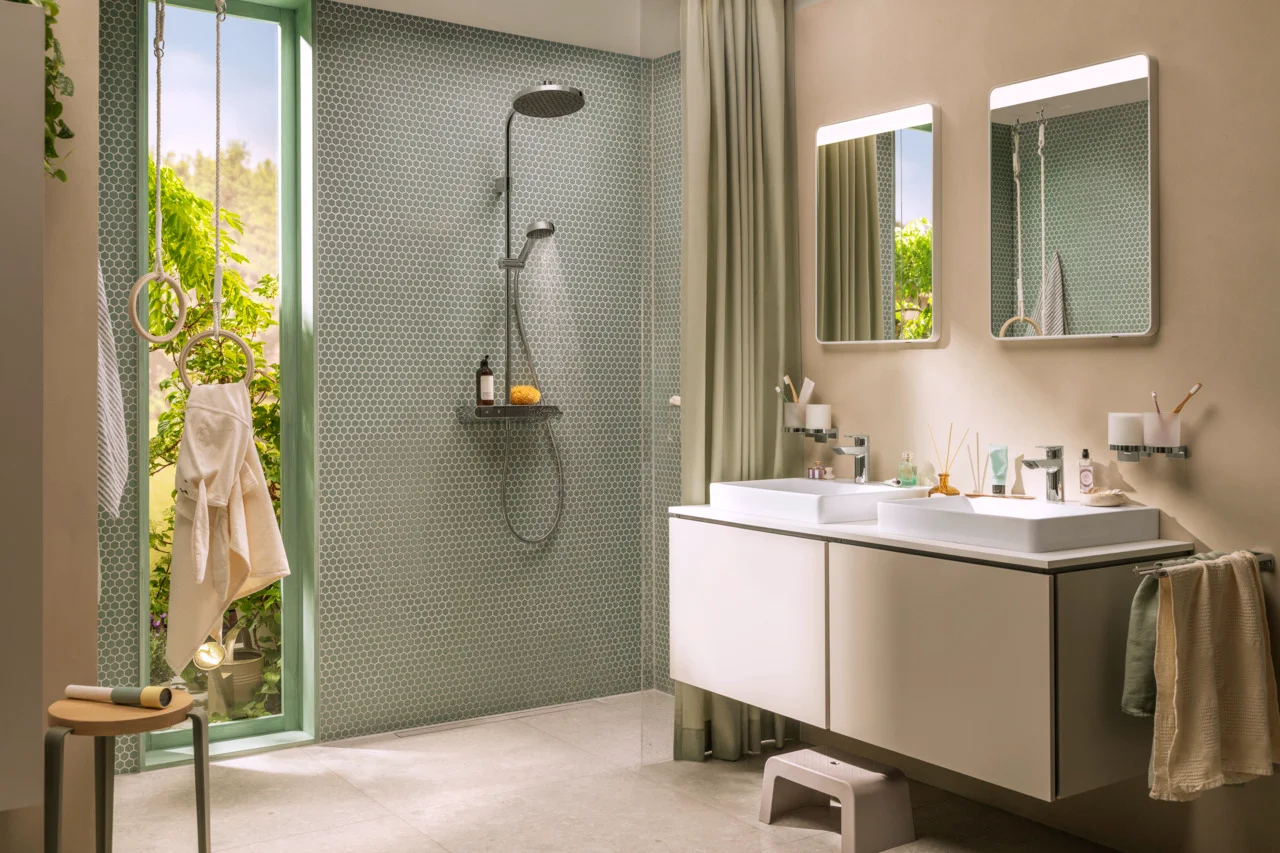 Activera S Showerpipe 240 1jet EcoSmart mit ShowerTablet Select 360 Varia, Oberfläche: Chrom