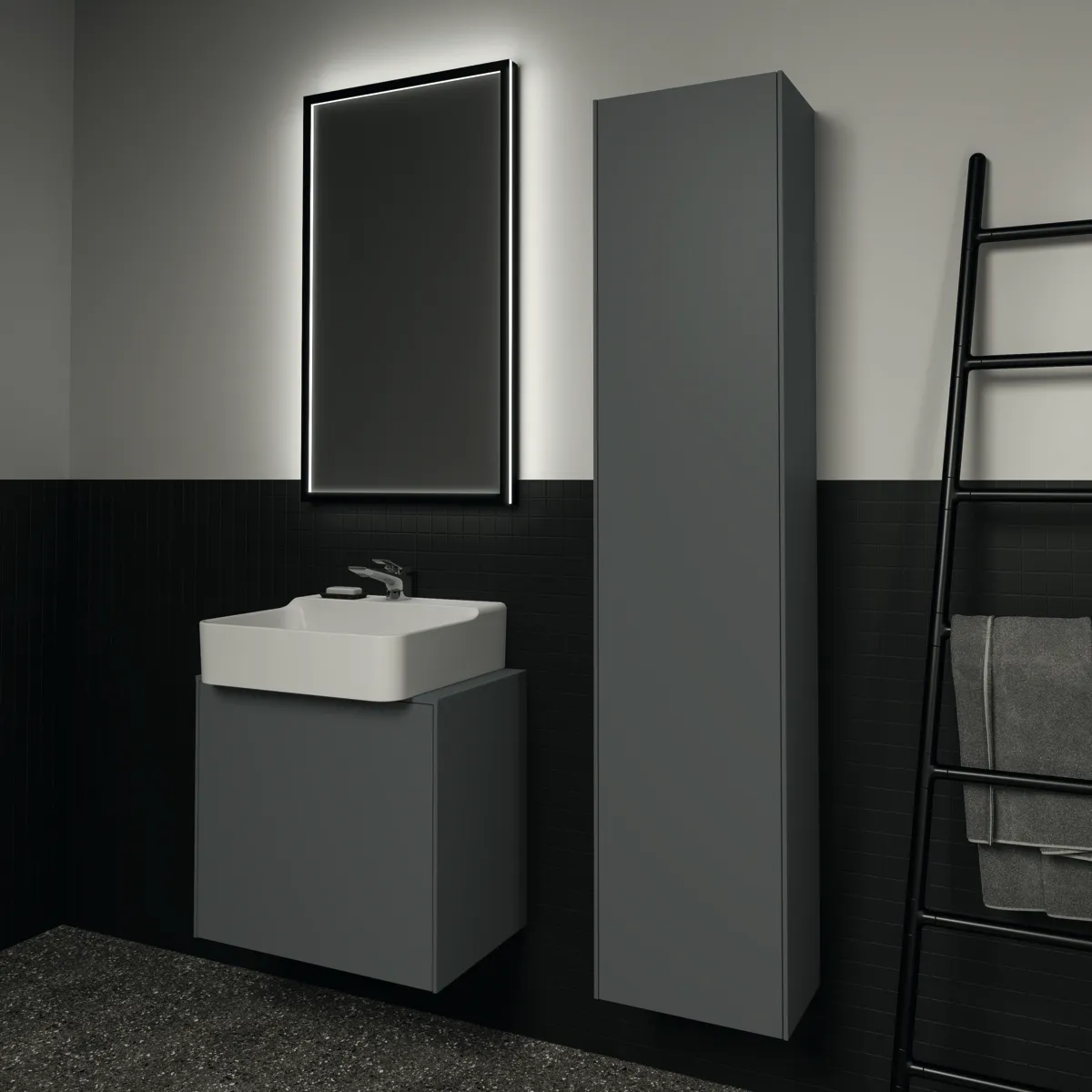 Ideal Standard Hochschrank Conca, 1 Tür, Anthrazit