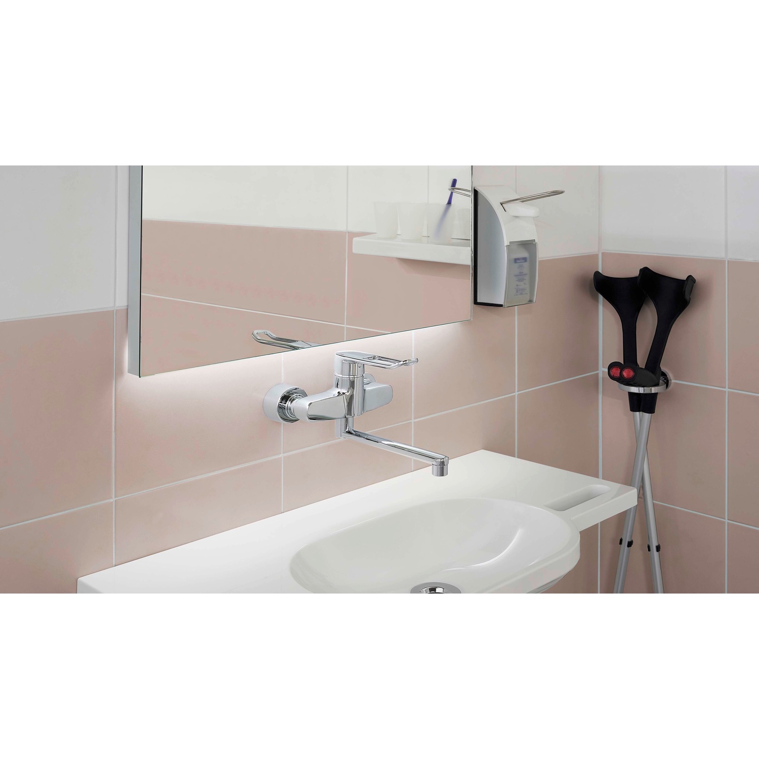 Einhand-Waschtischarmatur Bedienungshebel lang „Clinica“ Ausladung 277 mm in Chrom Einhand-Waschtischarmatur Bedienungshebel lang „Clinica“ Ausladung 277 mm in Chrom