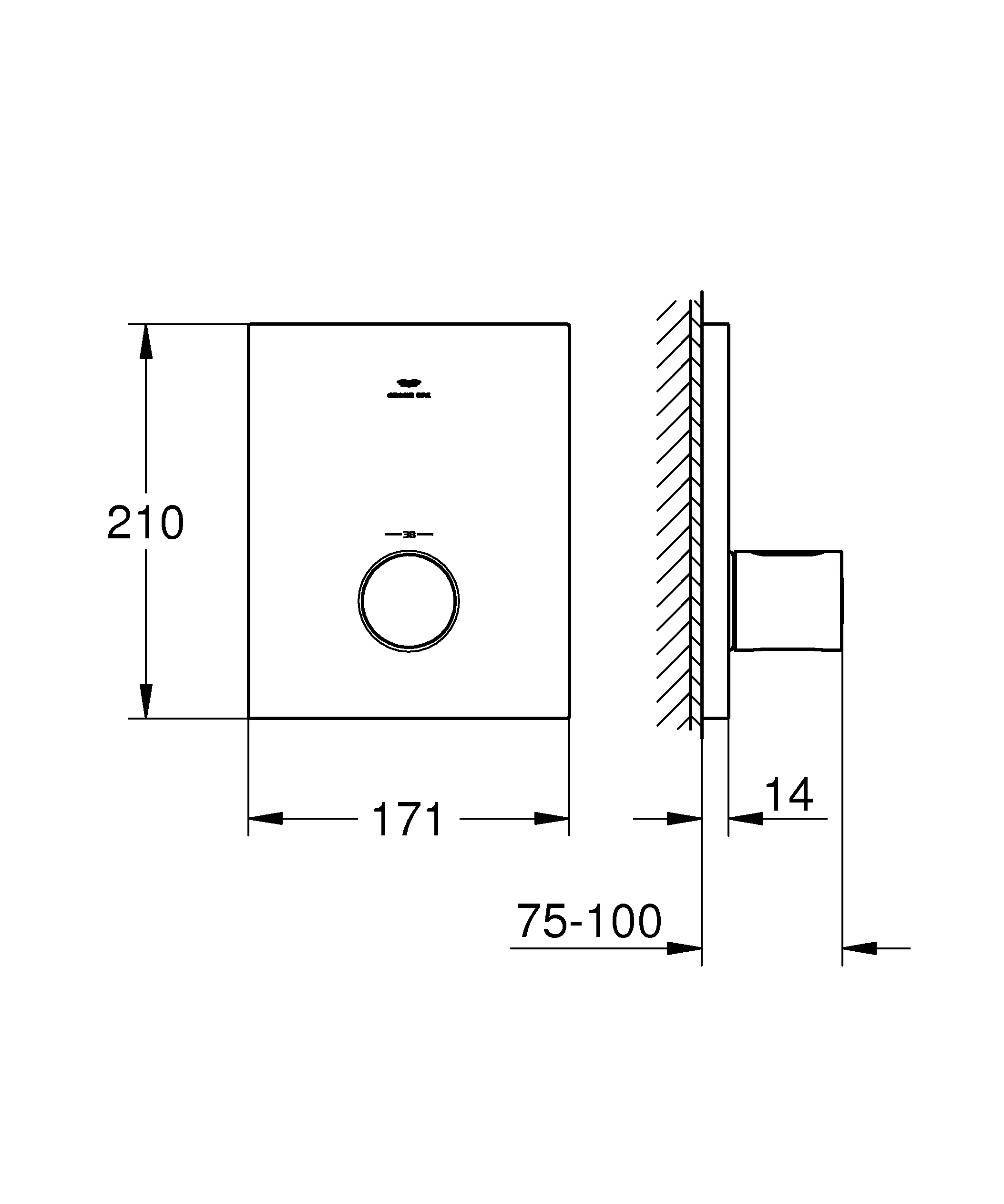 Thermostat-Zentralbatterie Grohtherm F 27619, Fertigmontageset für Rapido T, chrom