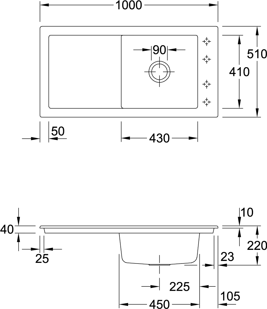 Villeroy & Boch Einbau-Küchenspülbecken „Timeline“ 60 1000 × 510 × 220 mm in Fossil