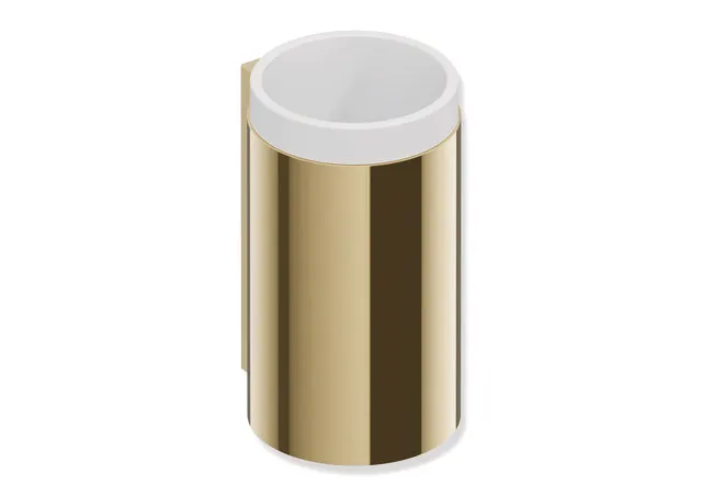 Becher mit Halter des Systems 162, Halter aus Edelstahl, PVD, Becher aus mattem Polyamid, weiß, in Farbe CK (Messing glänzend) Becher mit Halter des Systems 162, Halter aus Edelstahl, PVD, Becher aus mattem Polyamid, weiß, in Farbe CK (Messing glänzend)