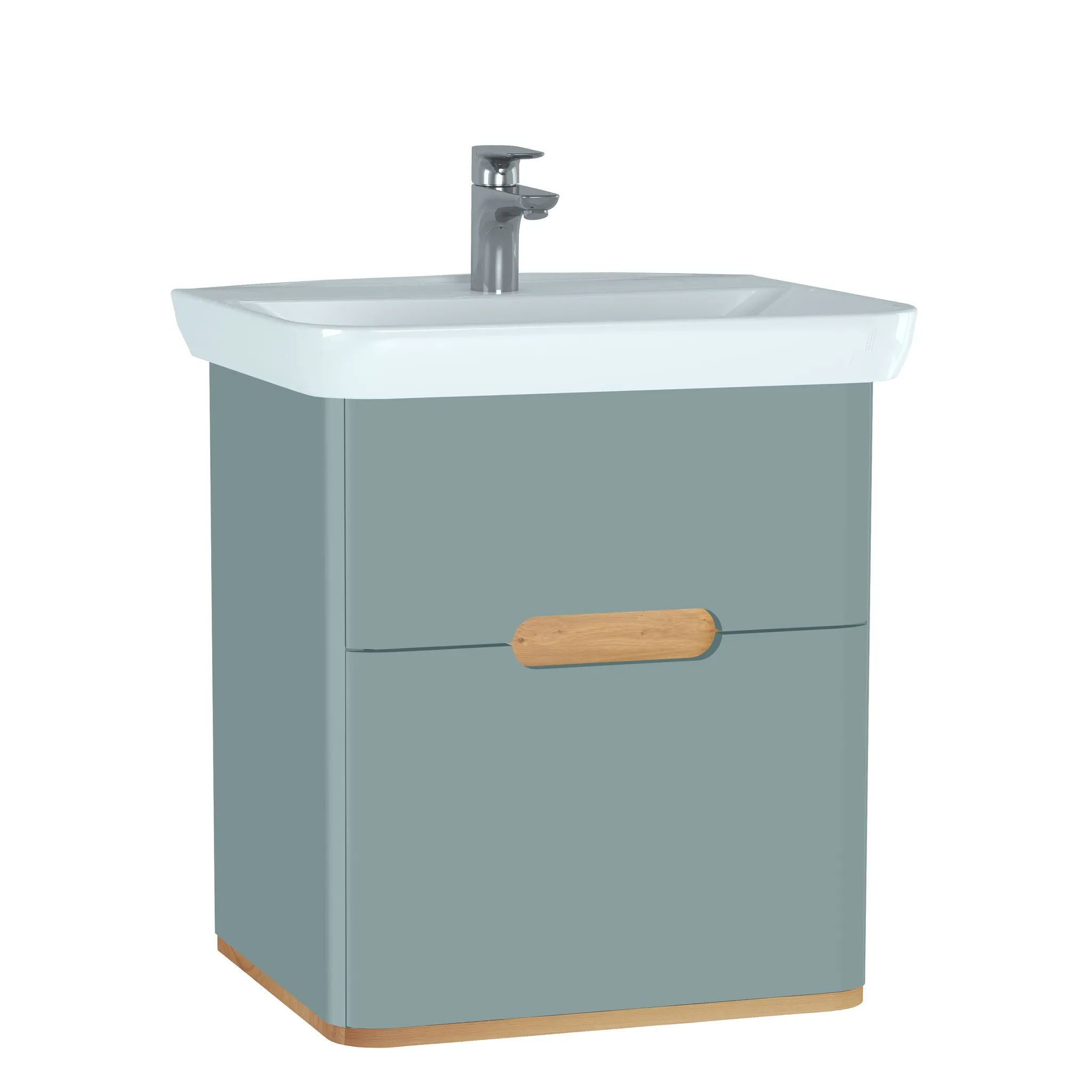 Sento Set 63 cm Waschtisch + Unterschrank 2 Laden Fjordgrün Matt