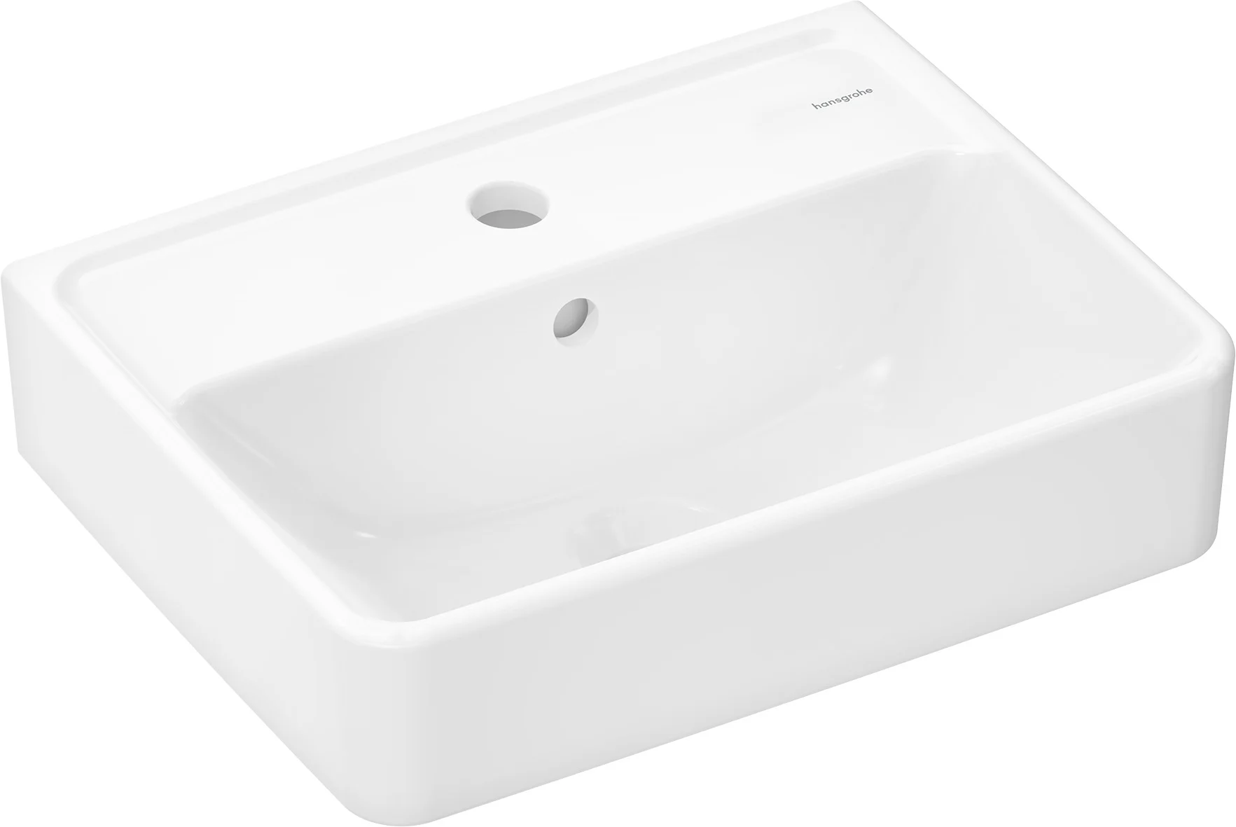 Hansgrohe Handwaschbecken Xanuia Q, weiß, 450x340 mm, wandhängend mit Hahnloch und Überlauf Hansgrohe Handwaschbecken Xanuia Q, weiß, 450x340 mm, wandhängend mit Hahnloch und Überlauf