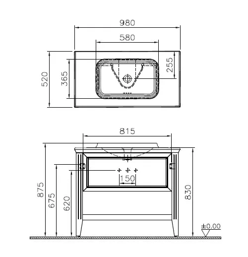 VitrA Valarte Einbauwaschtisch-Set 98 cm