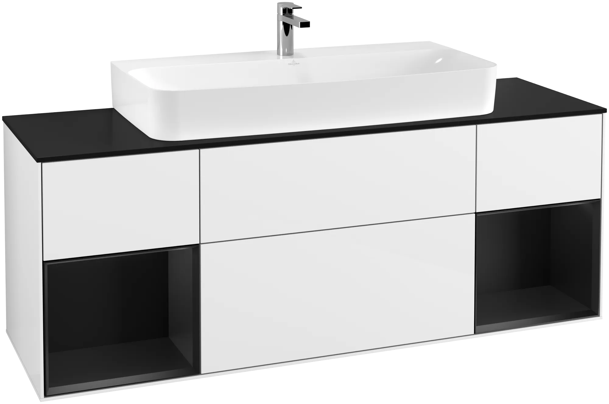 Villeroy & Boch Finion Waschbeckenunterschrank G21 1600x603x501mm Glossy White Lacquer / Black Matt