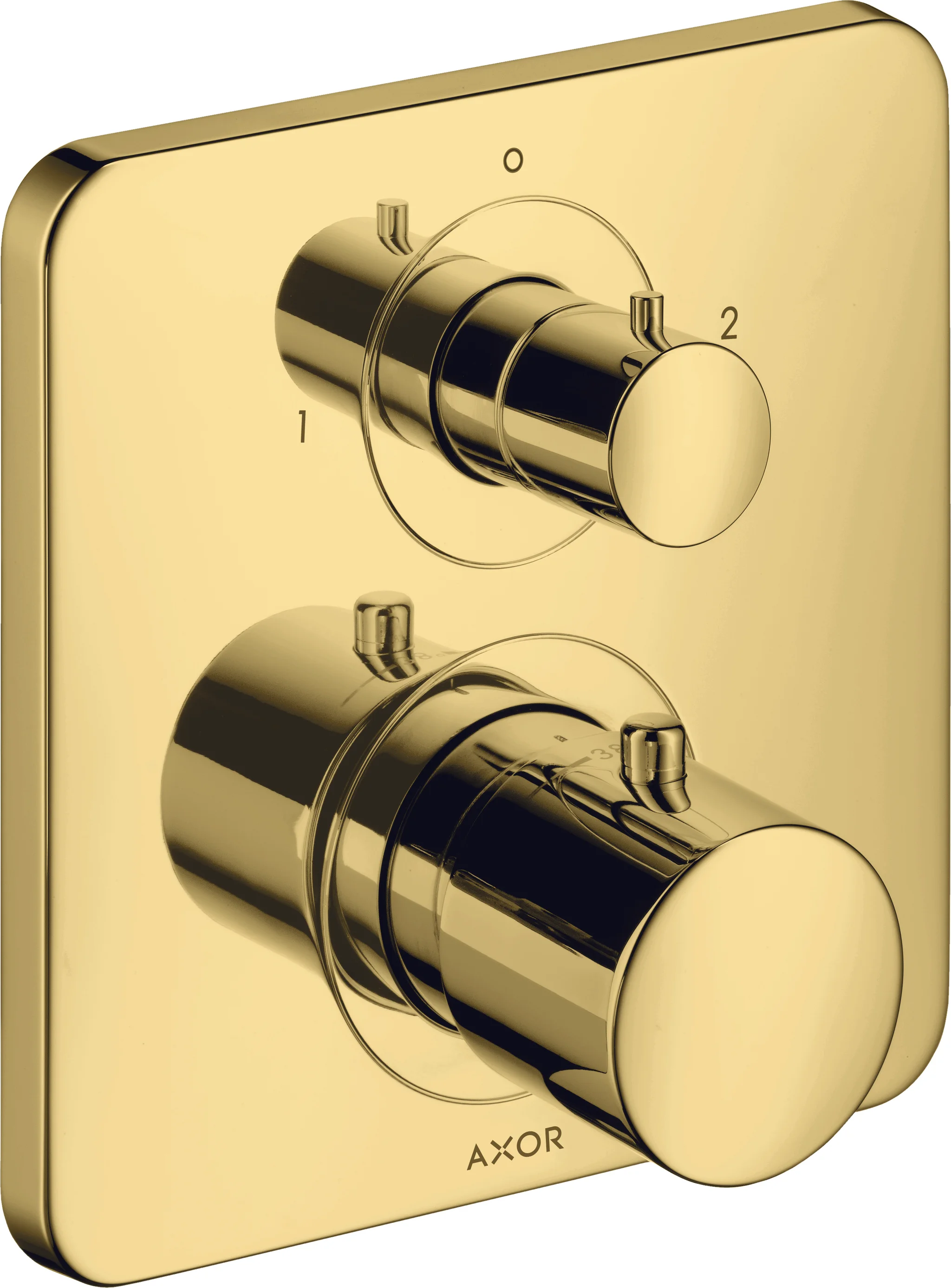 Hansgrohe AXOR Citterio M Thermostat Unterputz F-Set Polished Gold Optic, 2 Verbraucher, max. Durchfluss 29 l/min, einstellbare Temperaturbegrenzung, mit Schalldämpfer