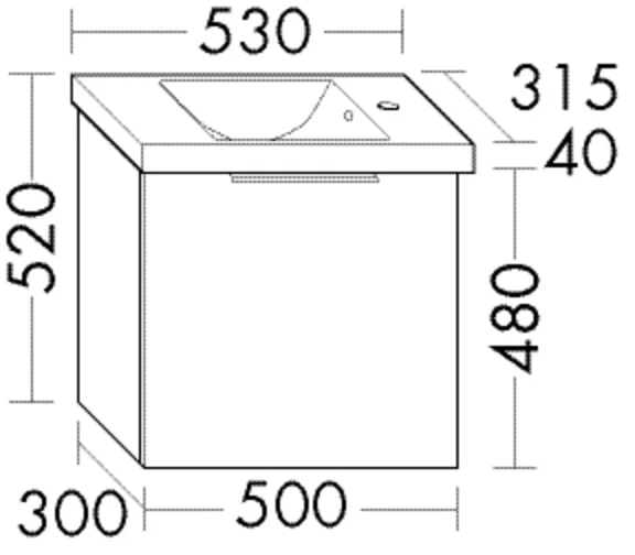 burgbad Badmöbelset Keramik-Waschtisch inkl. Waschtischunterschrank „Eqio“ 53 × 52 × 31,5 cm Stangengriff, Schwarz Matt, Eiche Dekor Silber (Melamin)