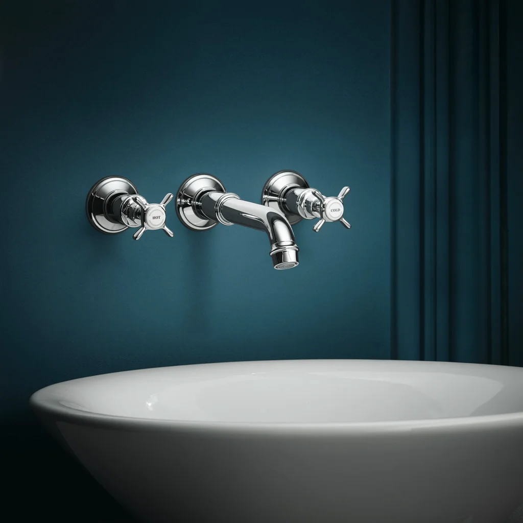 Hansgrohe AXOR Montreux 3-Loch Waschtischarmatur Unterputz, Chrom, Ausladung 225 mm, Kreuzgriff, Normalstrahl Hansgrohe AXOR Montreux 3-Loch Waschtischarmatur Unterputz, Chrom, Ausladung 225 mm, Kreuzgriff, Normalstrahl