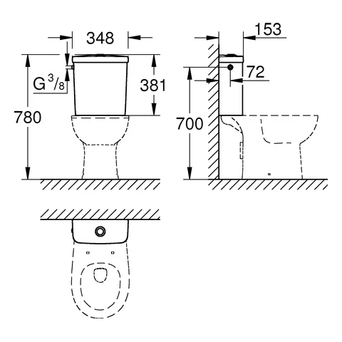 Aufputzspülkasten Bau Keramik 39437, Anschluss seitlich, aus Sanitärkeramik, alpinweiß Aufputzspülkasten Bau Keramik 39437, Anschluss seitlich, aus Sanitärkeramik, alpinweiß