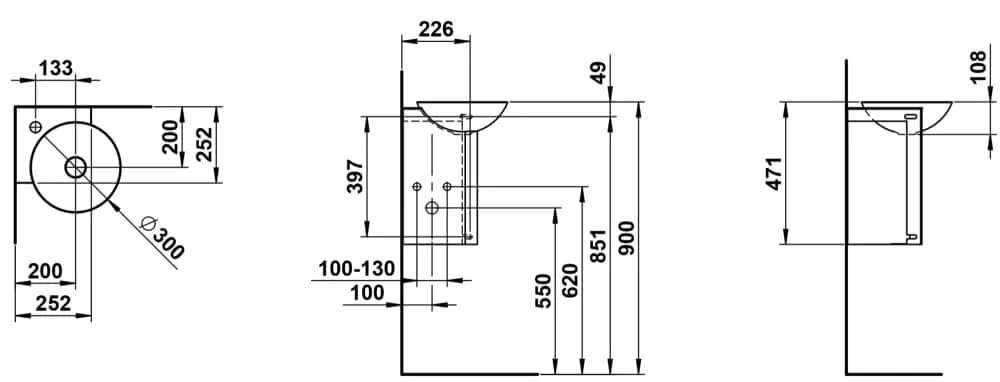 Laufen Waschplatz INSERT, 350 x 350 x 470 mm in anthrazit braun