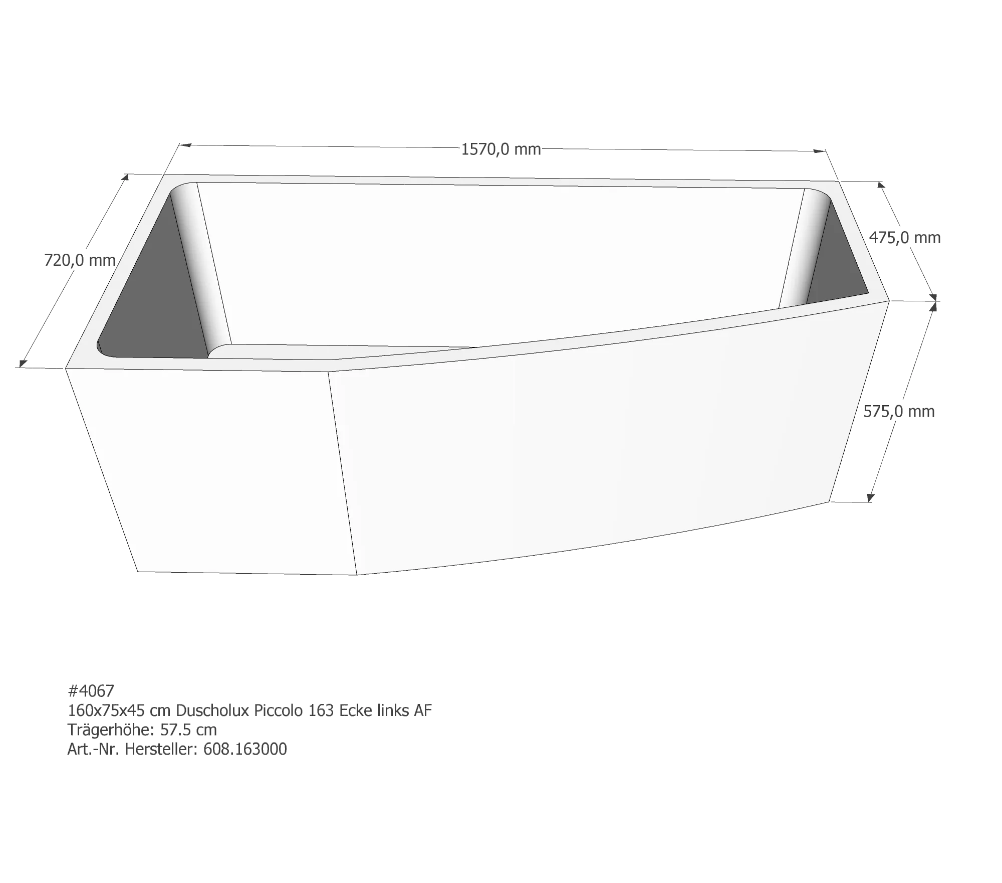 Badewannenträger für Duscholux Piccolo 163 160 × 75 × 45 cm Badewannenträger für Duscholux Piccolo 163 160 × 75 × 45 cm