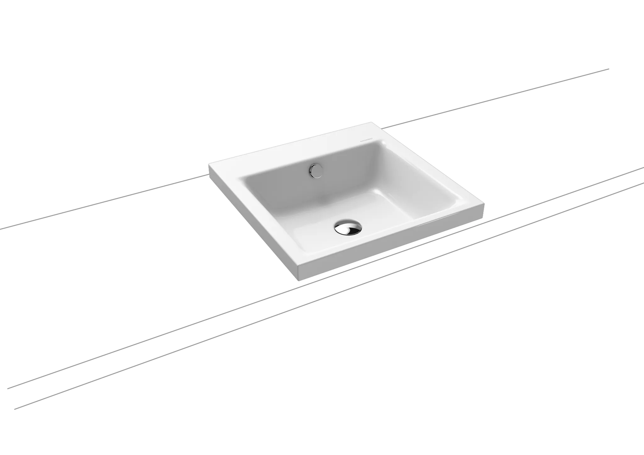 Aufsatzwaschtisch „Puro“ 46 × 46 cm, mit Überlauf, ohne Hahnlochbohrung in alpinweiß mit Perl-Effekt