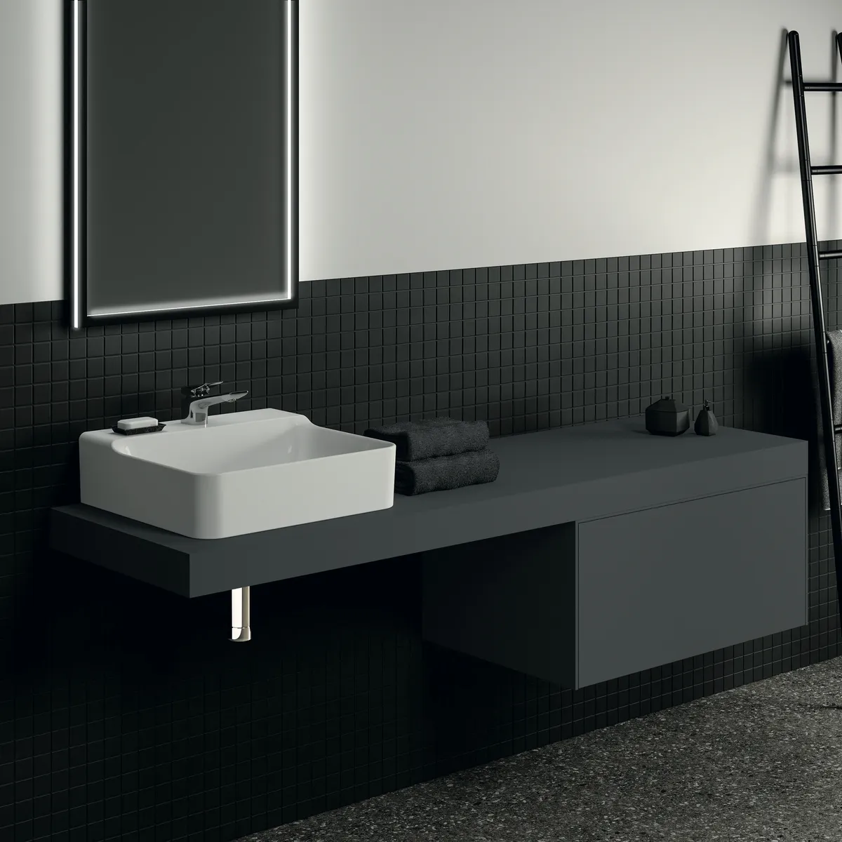 Ideal Standard Waschtischunterschrank „Conca“ 80 × 36 × 50,5 cm Anthrazit matt lackiert Ideal Standard Waschtischunterschrank „Conca“ 80 × 36 × 50,5 cm Anthrazit matt lackiert