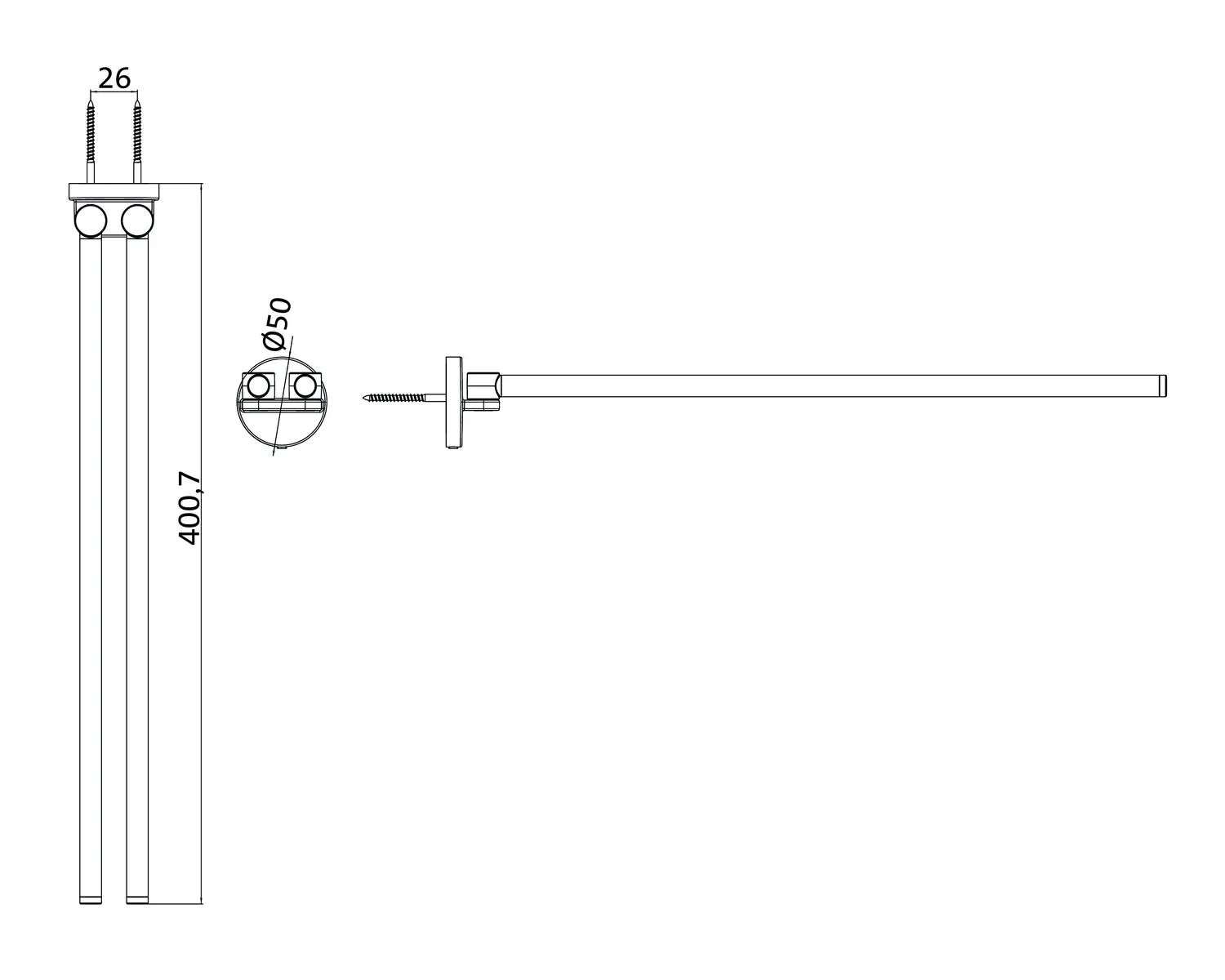 round Handtuchhalter schwenkbar2-armig, 400 mm, chrom