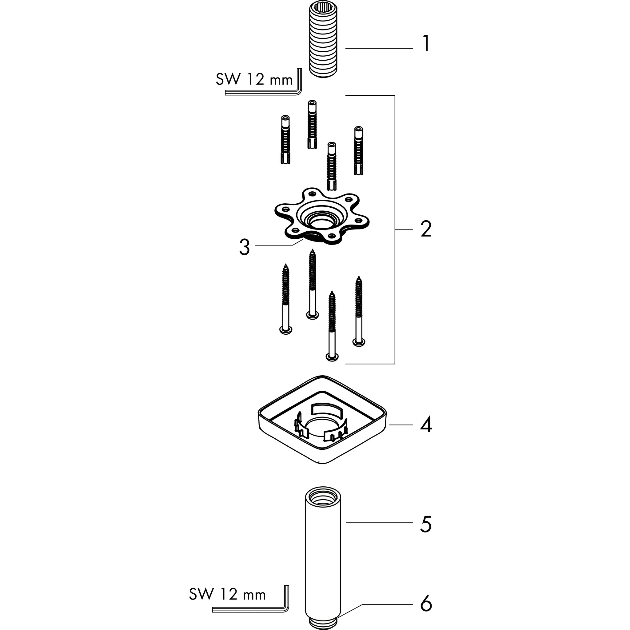 Hansgrohe Deckenanschluss E DN15, Chrom, 10 cm Länge, Aufputzmontage