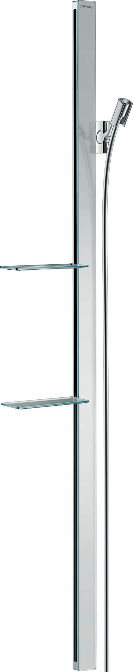 Hansgrohe Unica Brausestange E chrom, 150 cm Länge, mit Isiflex-Brauseschlauch 160 cm und Ablagen