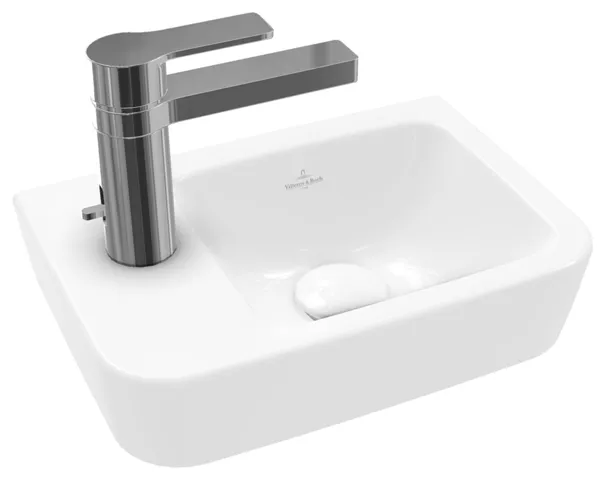Villeroy & Boch Handwaschbecken „O.novo“ Compact 360 × 250 × 145 mm, Hahnlochposition links, für Becken rechts, mit Hahnlochbohrung in Weiß Alpin Villeroy & Boch Handwaschbecken „O.novo“ Compact 360 × 250 × 145 mm, Hahnlochposition links, für Becken rechts, mit Hahnlochbohrung in Weiß Alpin