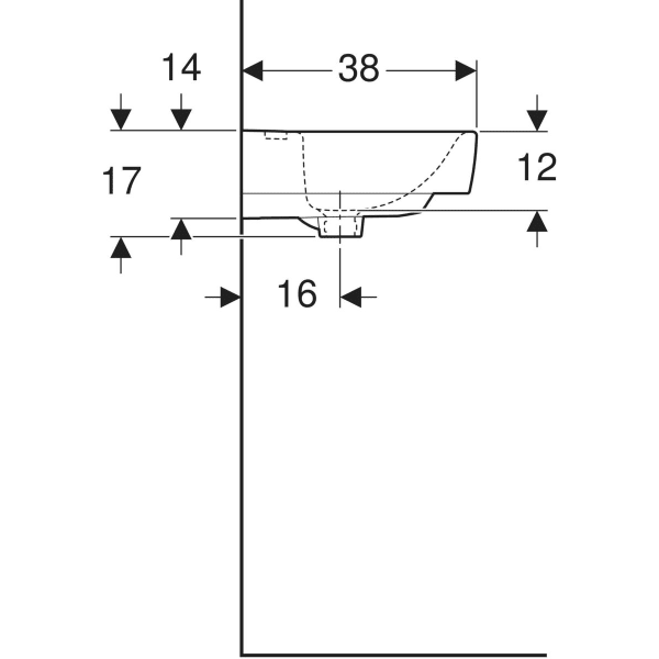Wandwaschtisch „Renova Plan“, rechteckig 50 × 38 cm in weiß alpin