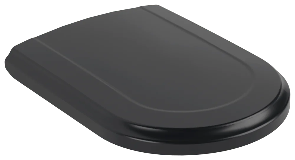 Villeroy & Boch WC-Sitz Hommage Oval Pure Black CeramicPlus 430x485x80 mm mit SoftClosing und QuickRelease Villeroy & Boch WC-Sitz Hommage Oval Pure Black CeramicPlus 430x485x80 mm mit SoftClosing und QuickRelease