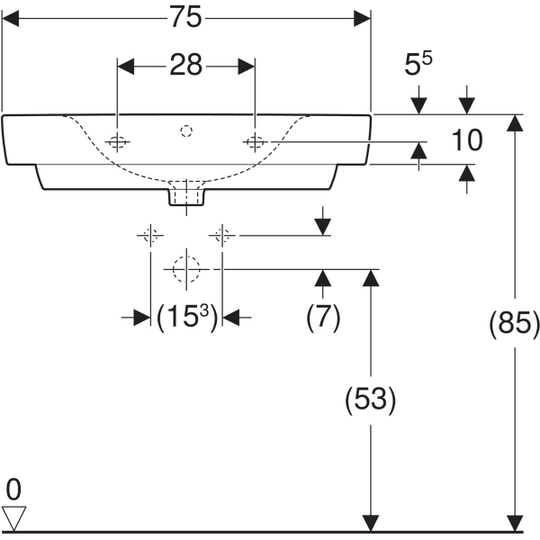 Wandwaschtisch mit Ablagefläche „Renova Plan“, rechteckig 75 × 48 cm in weiß alpin Wandwaschtisch mit Ablagefläche „Renova Plan“, rechteckig 75 × 48 cm in weiß alpin
