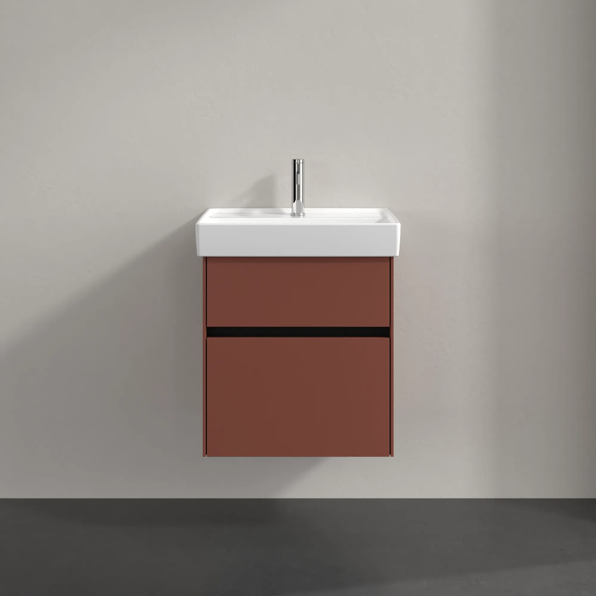 Villeroy & Boch Waschbeckenunterschrank Collaro C00700, eckig, Wine Red, 510 x 414 mm, Höhe 546 mm, mit SoftClosing und integrierten Aluminiumgriffen