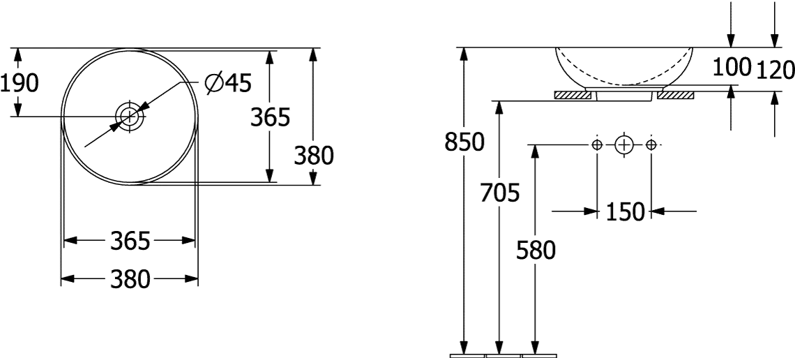 Villeroy & Boch Aufsatzwaschtisch aus TitanCeram „Loop & Friends“ ⌀ 380 mm, ohne Hahnlochbohrung in Weiß Alpin Villeroy & Boch Aufsatzwaschtisch aus TitanCeram „Loop & Friends“ ⌀ 380 mm, ohne Hahnlochbohrung in Weiß Alpin