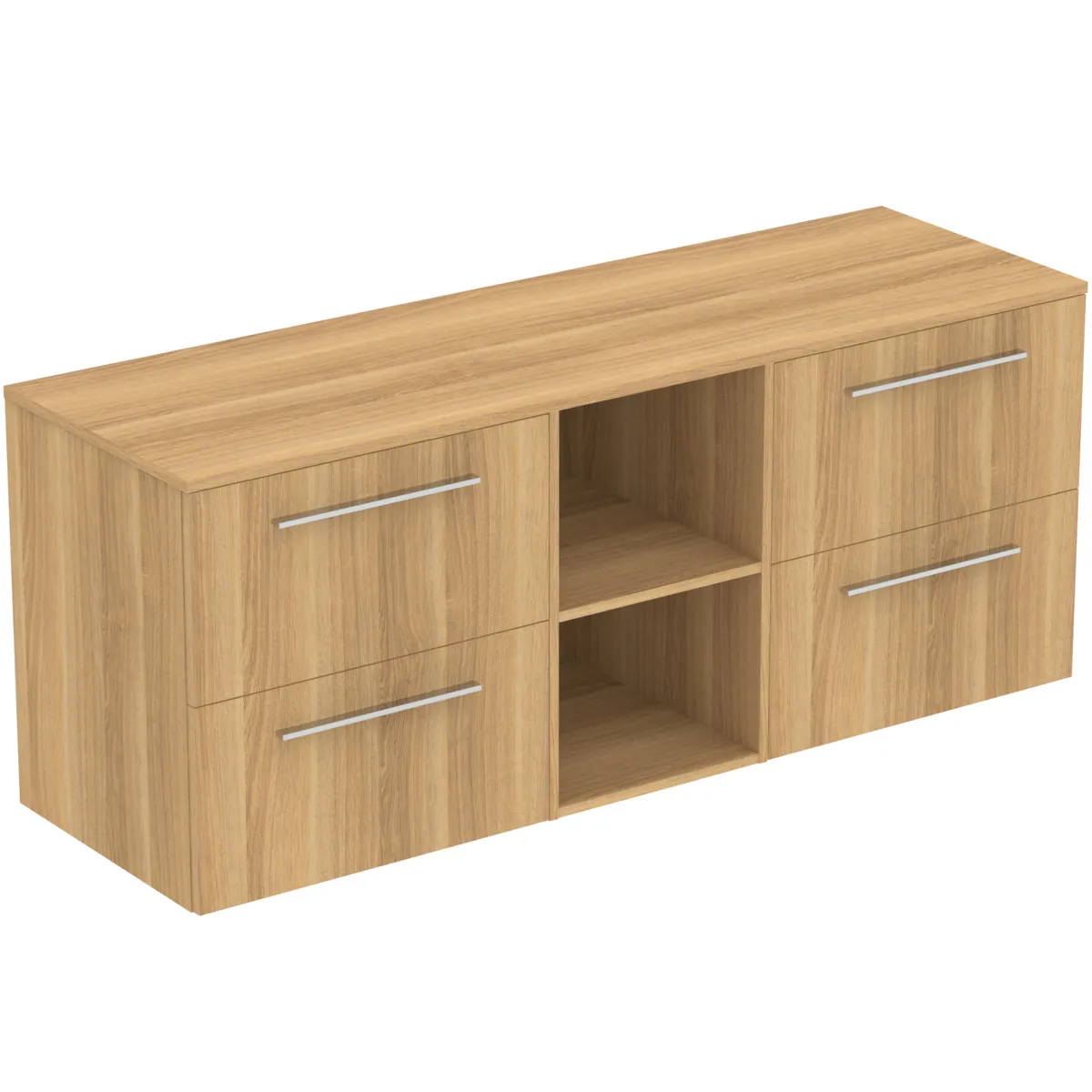 Möbel-Set 160cm i.life B 4 Auszüge 2 offene Fächer (mittig) Griff Chrom Weiß matt
