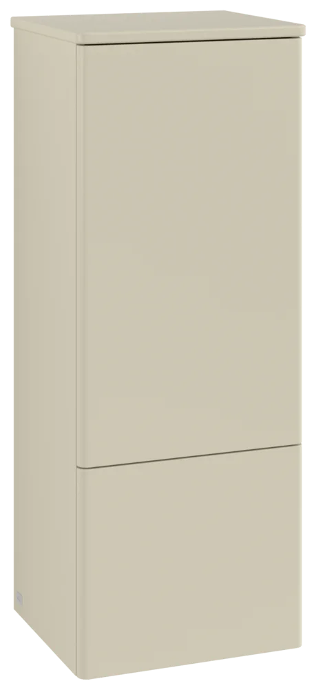 Villeroy & Boch Antao Mittelschrank, eckig, Silk Grey Matt Lacquer, 414 x 356 mm, Höhe 1039 mm, mit Beleuchtung und SoftClosing