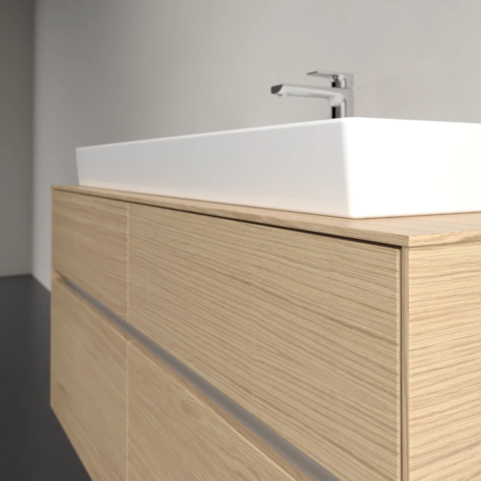 Villeroy & Boch Waschtischunterschrank „Collaro“ 1200 × 548 × 500 mm Nordic Oak, mit Beleuchtung, für Becken mittig