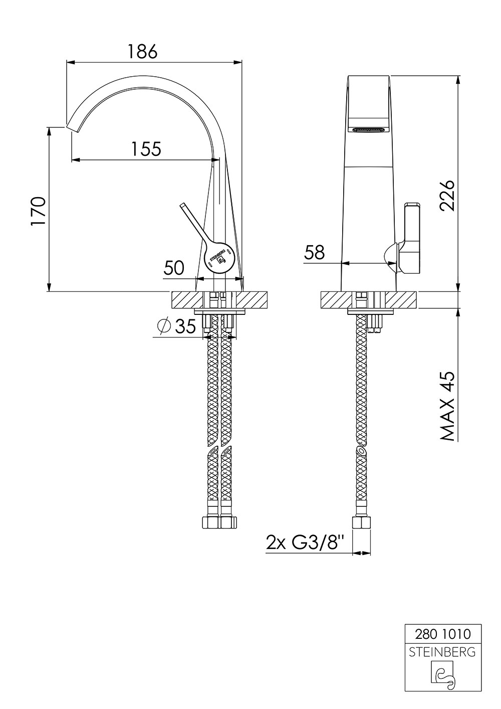 Waschtisch Einhebelmischer „Serie 280“ Waschtisch Einhebelmischer „Serie 280“