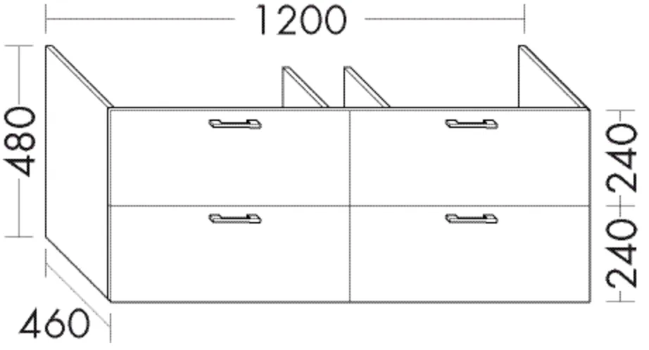 Waschtischunterschrank Sys30 von burgbad – 120 cm breit, 48 cm hoch, 46 cm tief mit 2 Schubladen und 2 Auszügen