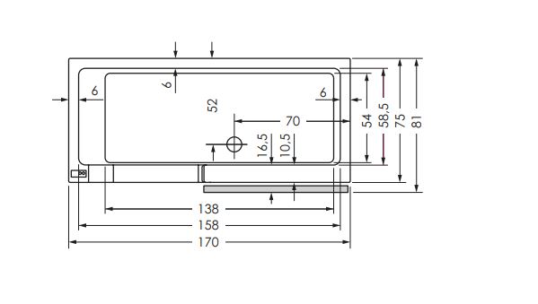 repaBAD Duschbadewanne links, Nische „Easy-In“ 170 × 75 cm