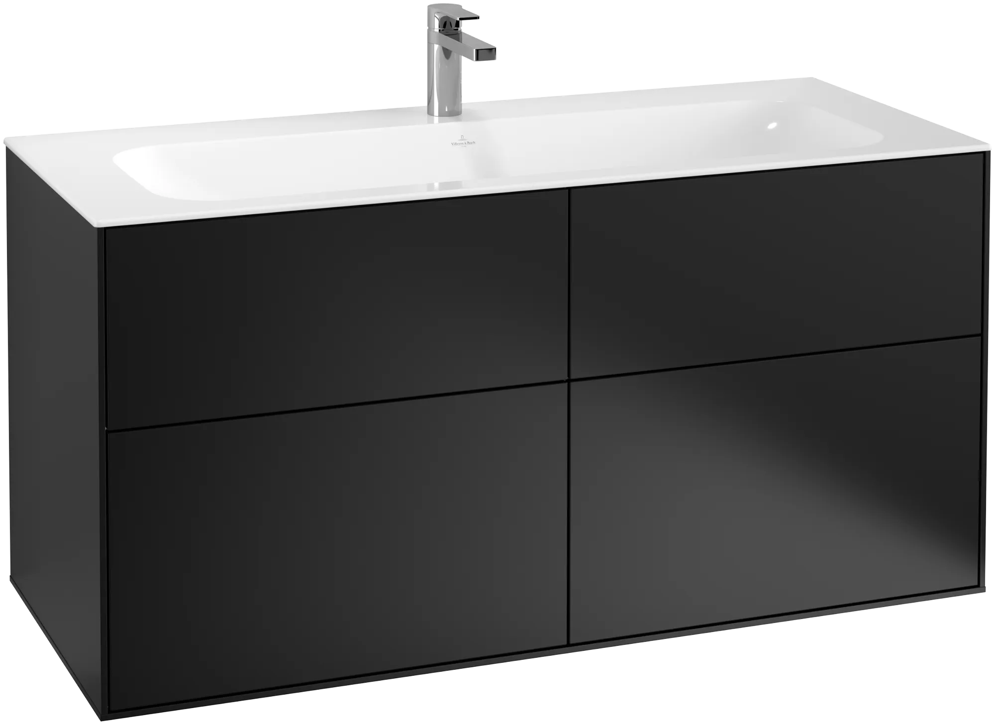 Villeroy & Boch Waschbeckenunterschrank Finion F05, 1196x591x498 mm, Black Matt Lacquer, mit SoftClosing und Push-to-open Funktion