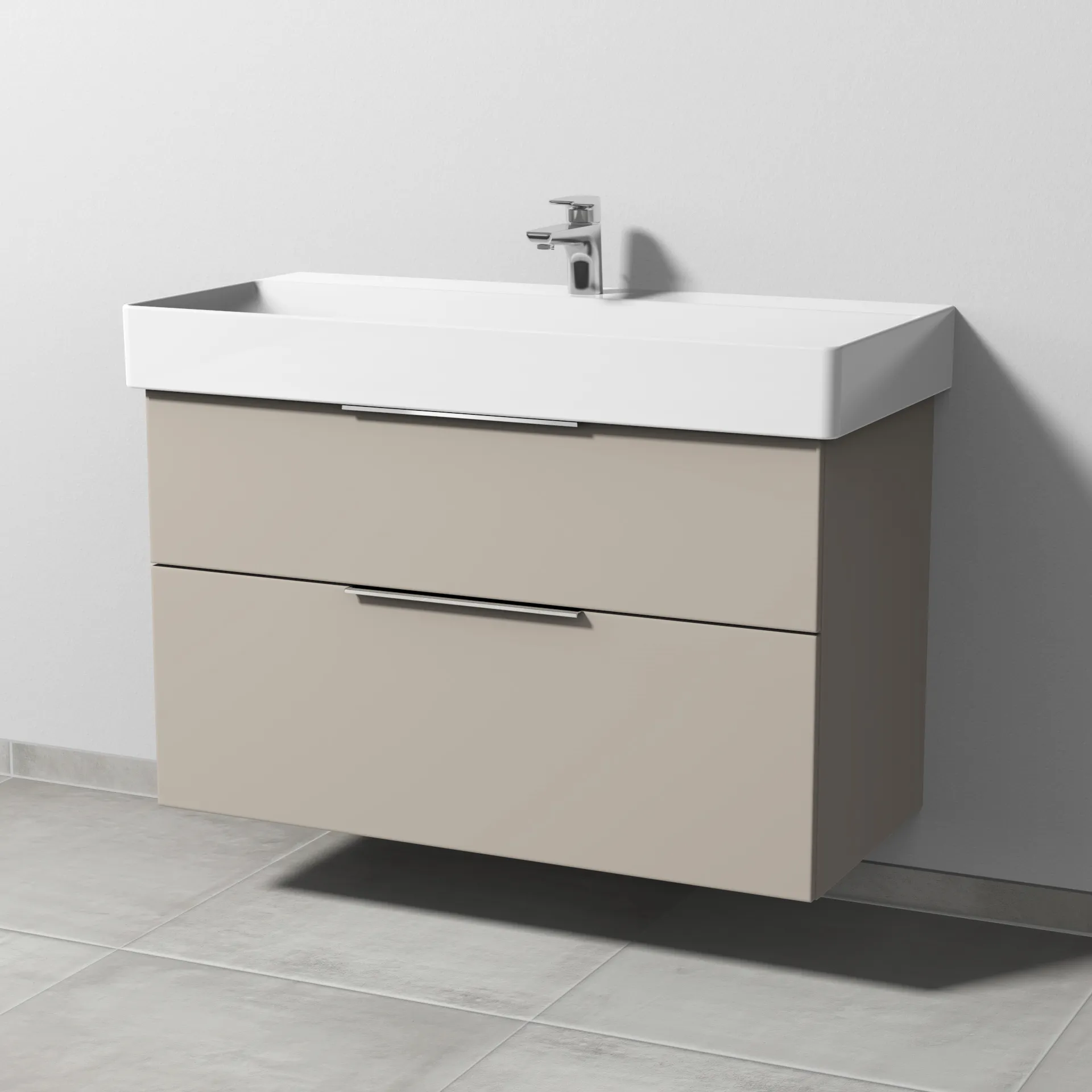 Sanipa Waschtischunterschrank „3way“ passend zu Keramik-Waschtische Dura Square von Duravit 950 × 588 × 447 mm in Kaschmir (matt)