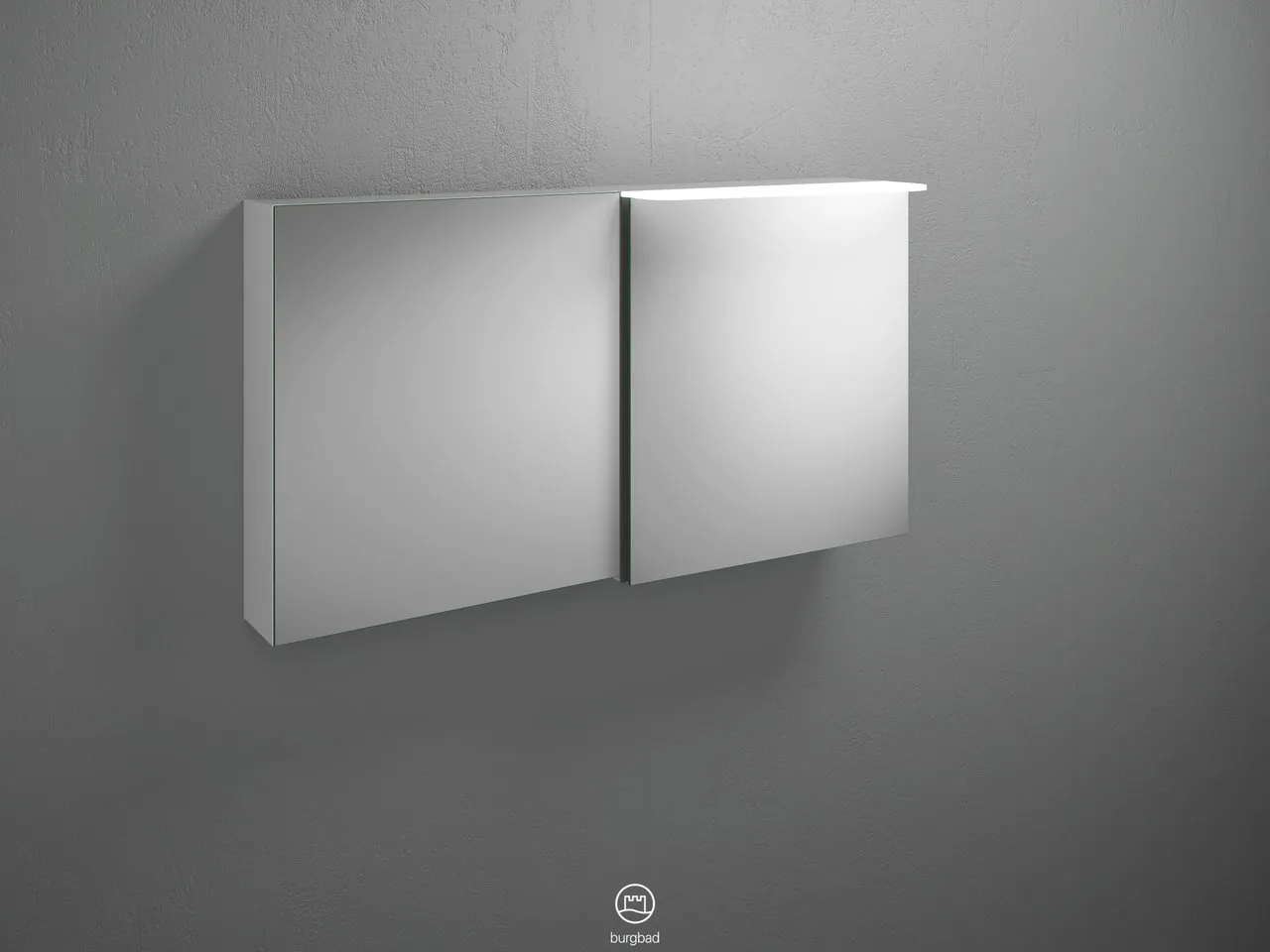 Burgbad Spiegelschrank Badu SFTV120, 310x1200x665 mm, LED-Aufsatzleuchte 4200 K, beidseitig verspiegelt