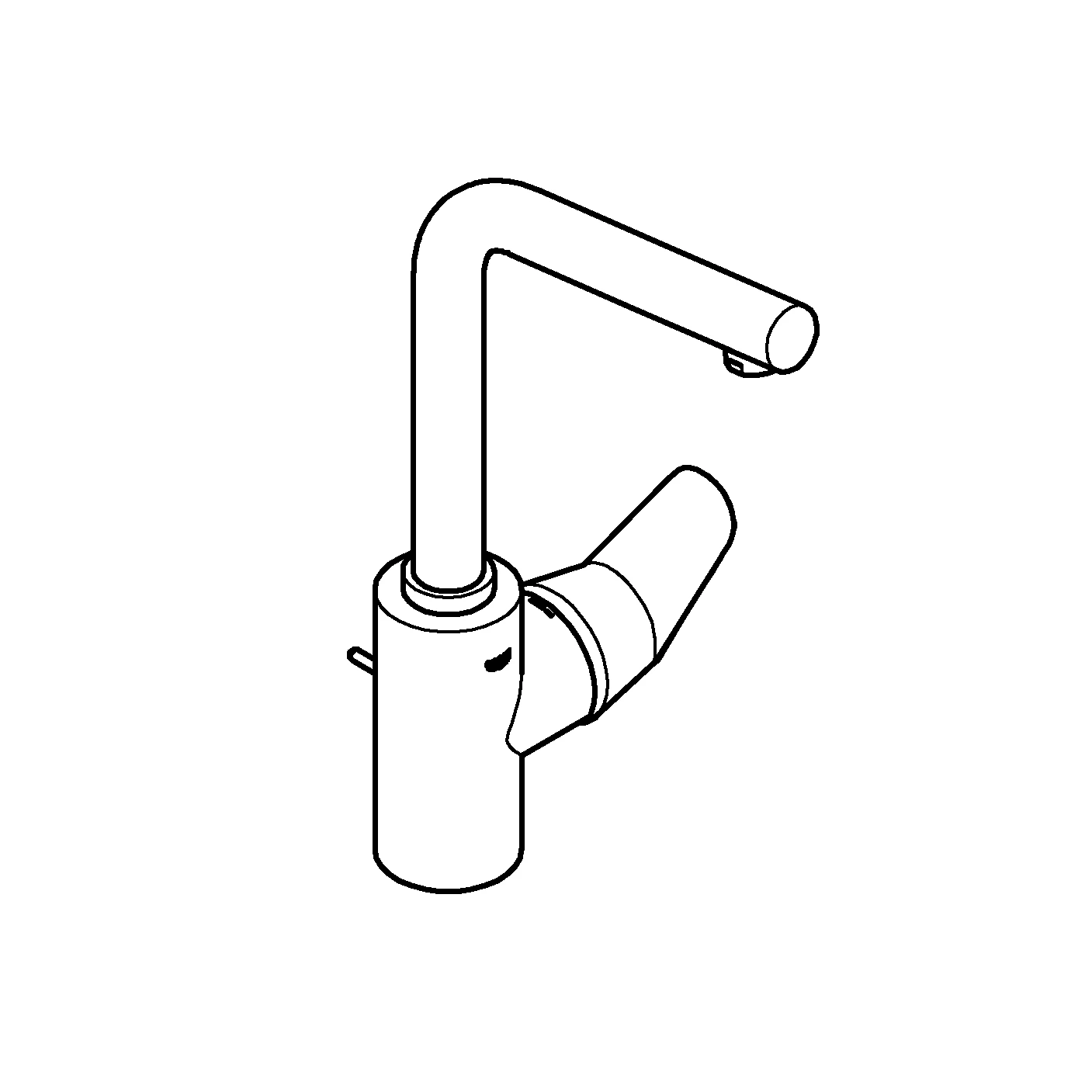 Einhand-Waschtischbatterie Eurodisc Cosmopolitan 23054_3, L-Size, Einlochmontage, getrennte innenliegende Wasserwege – kein Kontakt mit Blei oder Nickel, Zugstangen-Ablaufgarnitur 1 1/4″, chrom