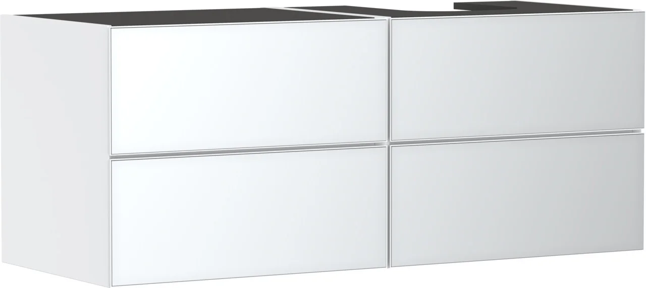 Hansgrohe Xevolos E Waschtischunterschrank Mattweiß, 1370/550 mm, 4 Schubkästen, grifflos mit PushOpen und SoftClose, Wandmontage