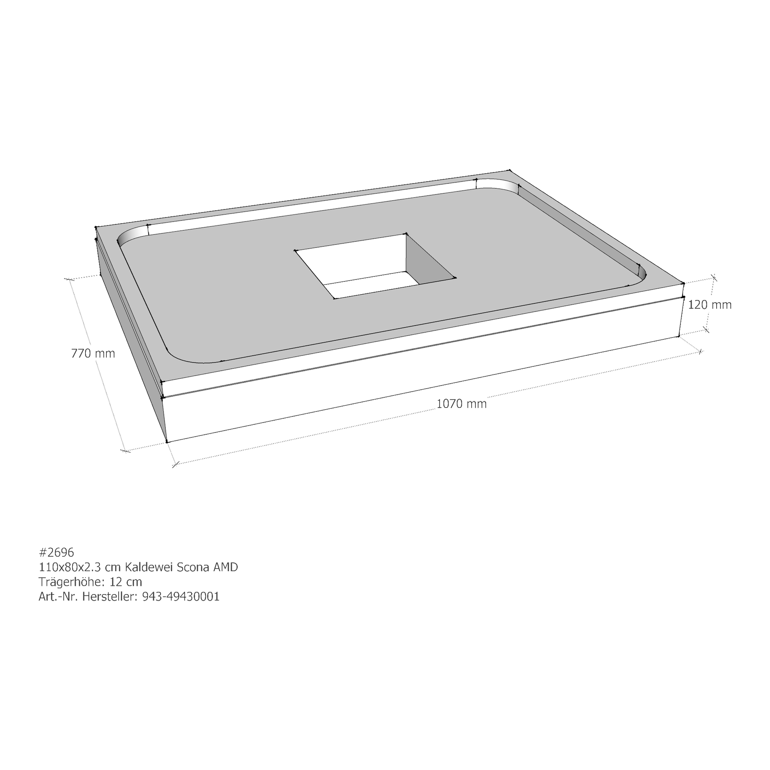 Duschwannenträger für Kaldewei Scona 110 × 80 × 2,3 cm Duschwannenträger für Kaldewei Scona 110 × 80 × 2,3 cm