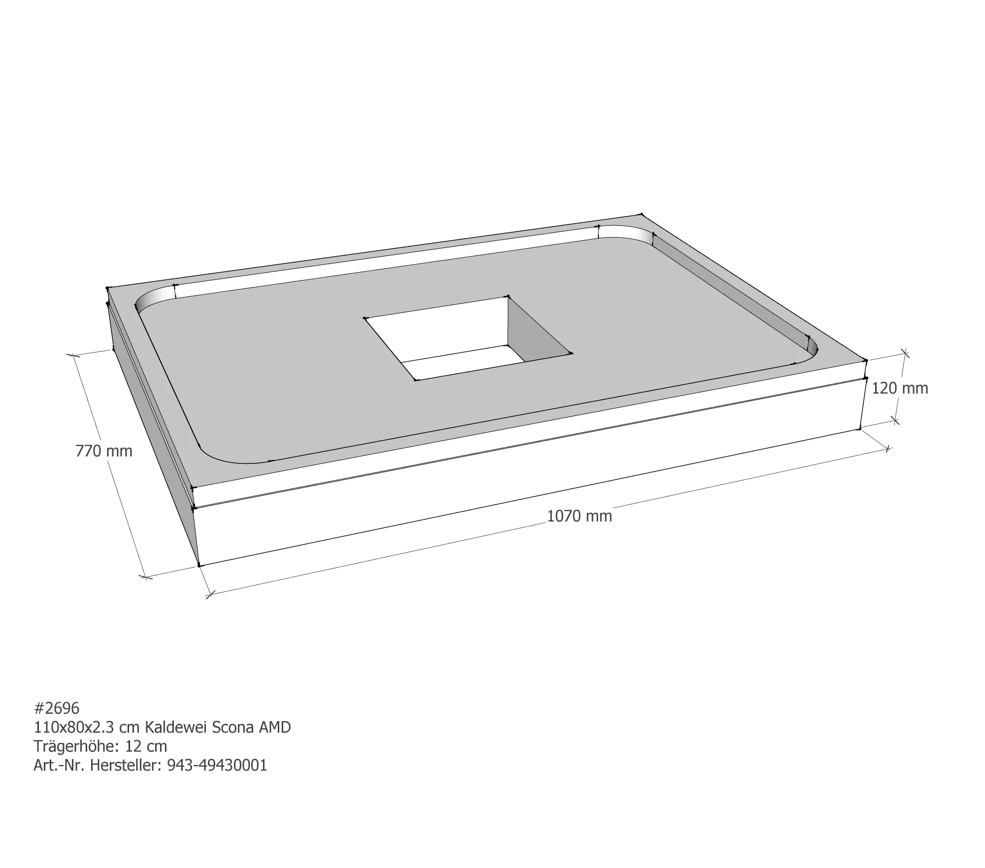 Duschwannenträger für Kaldewei Scona 110 × 80 × 2,3 cm