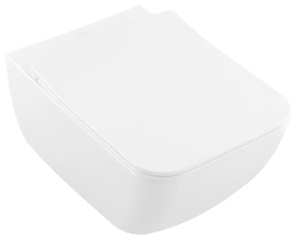 Wand-Tiefspül-WC Combi-Pack DirectFlush „Venticello“ wandhängend, Combipack SlimSeat Line 37,5 × 33 × 56 cm in Weiß Alpin, ohne Spülrand, Soft Closing, Quick Release