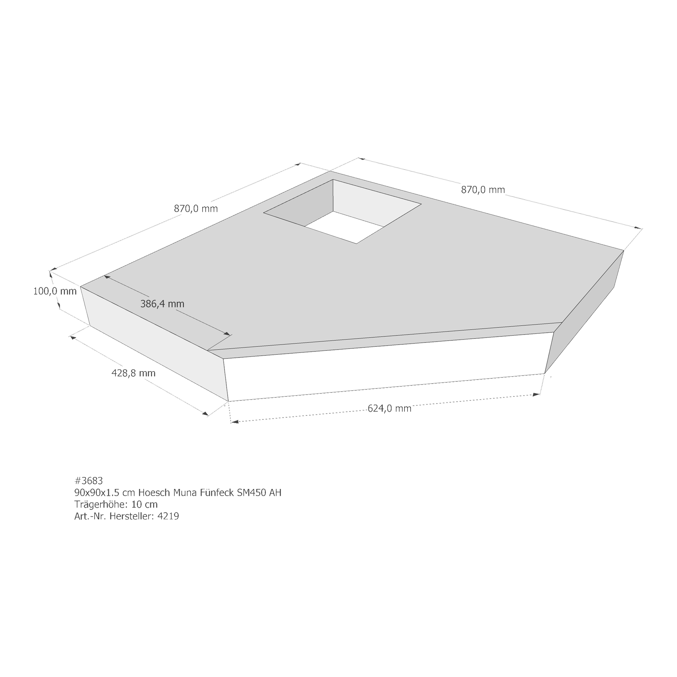 Duschwannenträger für Hoesch Muna 90 × 90 × 1,5 cm Breite: 90 cm / Länge: 90 cm Duschwannenträger für Hoesch Muna 90 × 90 × 1,5 cm Breite: 90 cm / Länge: 90 cm