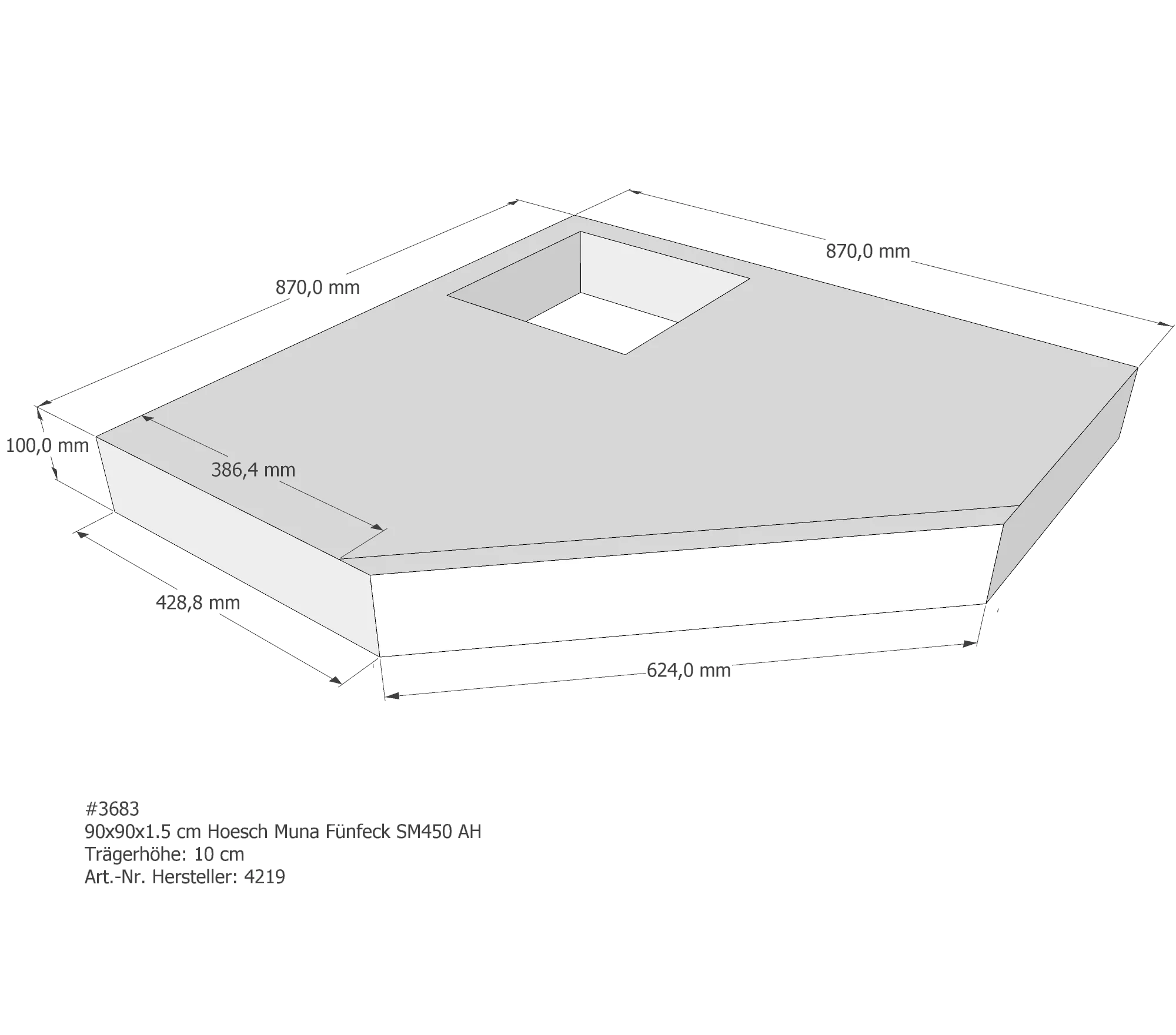 Duschwannenträger für Hoesch Muna 90 × 90 × 1,5 cm Breite: 90 cm / Länge: 90 cm Duschwannenträger für Hoesch Muna 90 × 90 × 1,5 cm Breite: 90 cm / Länge: 90 cm